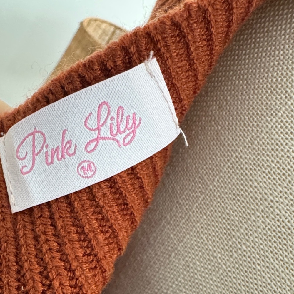 Pink Lily Chocolate V-Neck Wrap Sweater - Picture 2 of 4